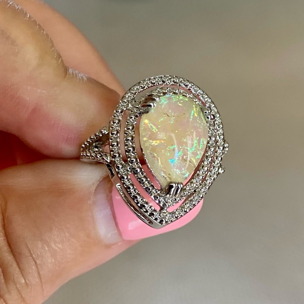 ๐ฅ๐นโค๏ธ Opal gemstone silver ring - Picture 1 of 9